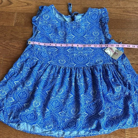 Pinup blue and white sleeveless babydoll blouse. Made in Italy Italian fabric - Picture 4 of 6